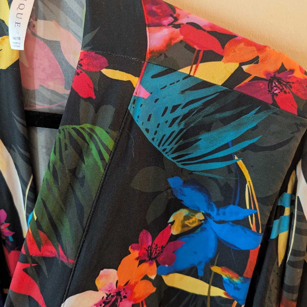 EUC! 🌺Cacique Tropical Floral Kimono and Teddy Set Size 14/16 - Picture 4 of 10